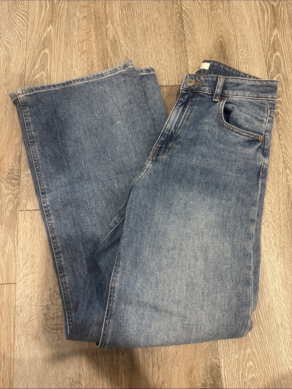 H&M Wide-Leg Denim Jeans in Medium Blue Wash